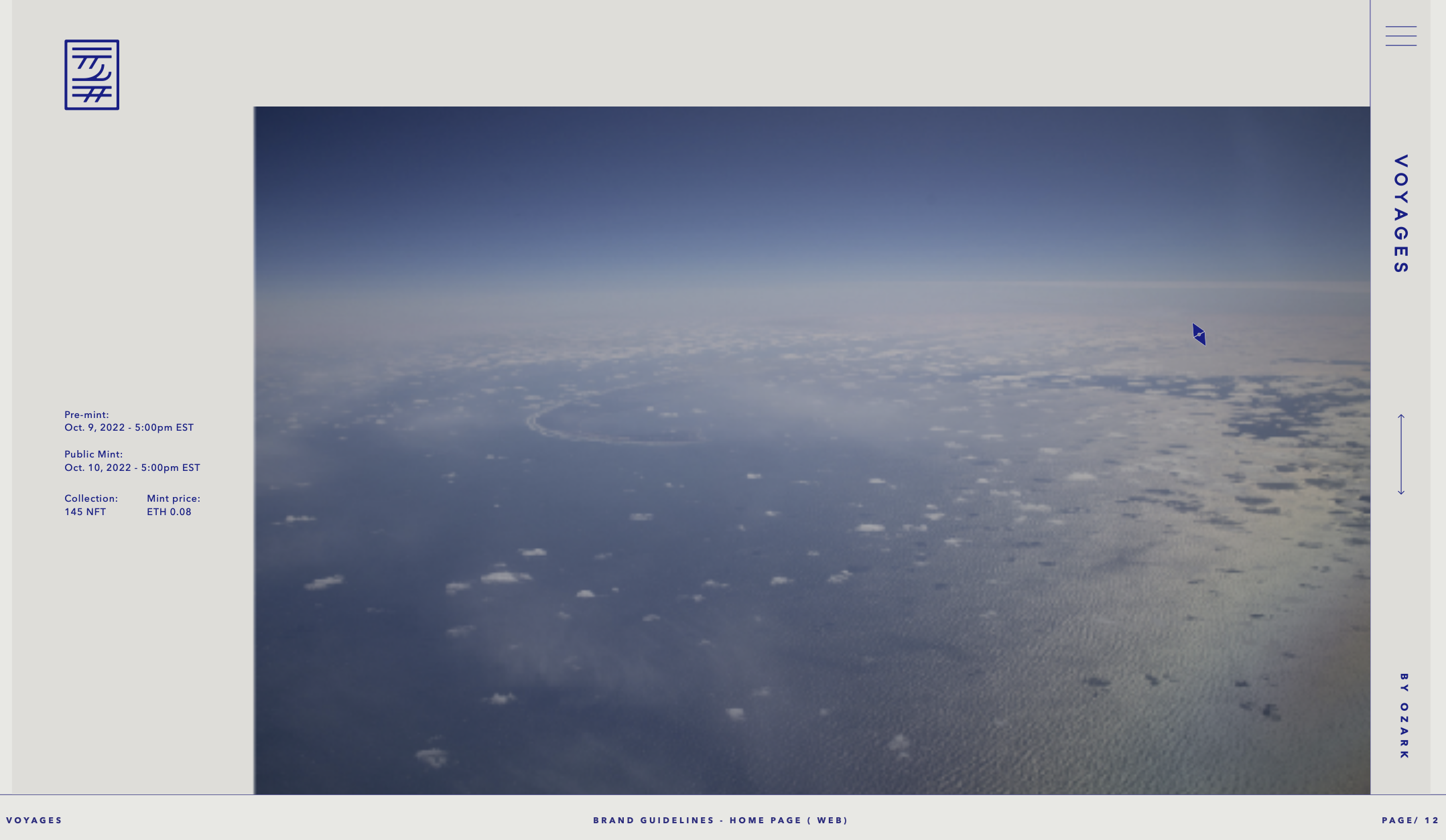 Pri's mockup of the Voyages website landing page